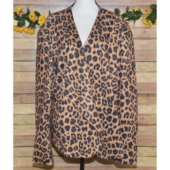 Crazy Train Women's 3XL Brown Leopard Print Open Front Lined Blazer Jacket - Picture 1 of 12
